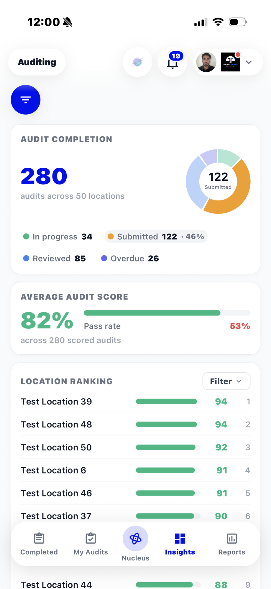 Campfire auditing software app — Audit insights on mobile