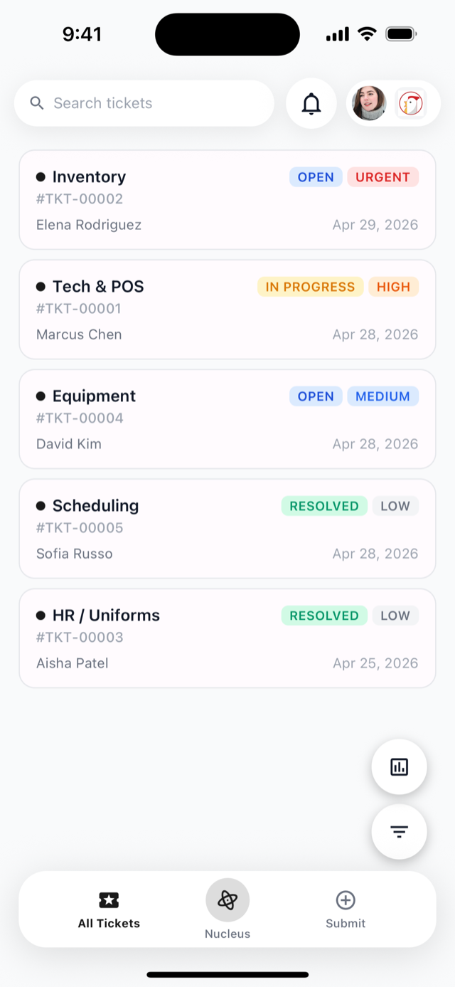 Campfire ticketing software app — Support tickets on mobile
